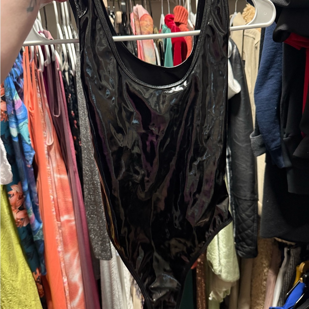 Black Shiny Cleo The Hurricane Bodysuit *polewear
